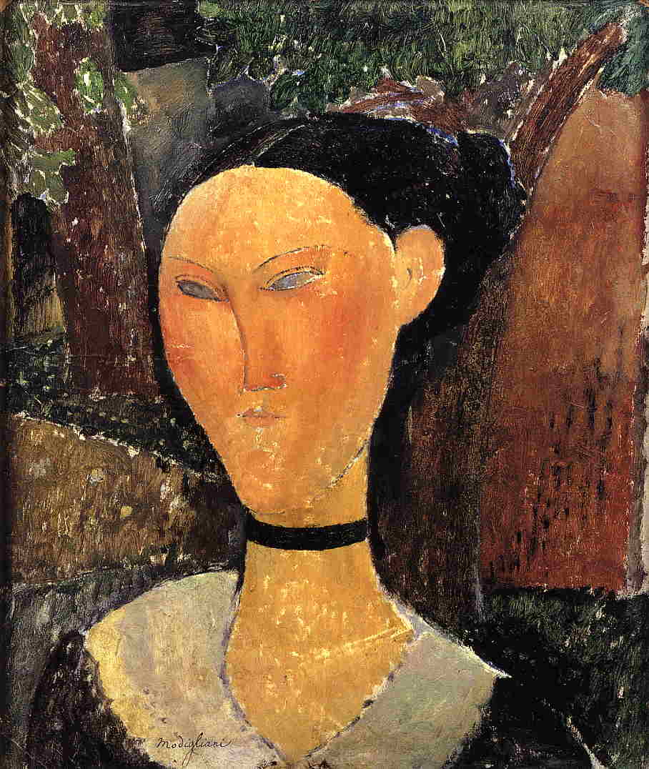 Woman with Velvet Ribbon - Amedeo Modigliani Paintings